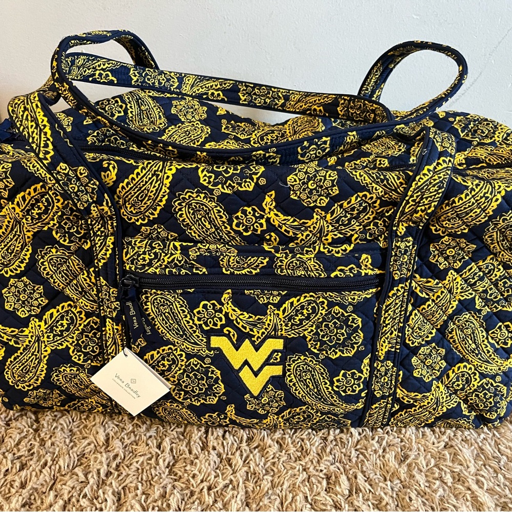 Vera Bradley Yellow and Black Travel Bag with Spacious Design